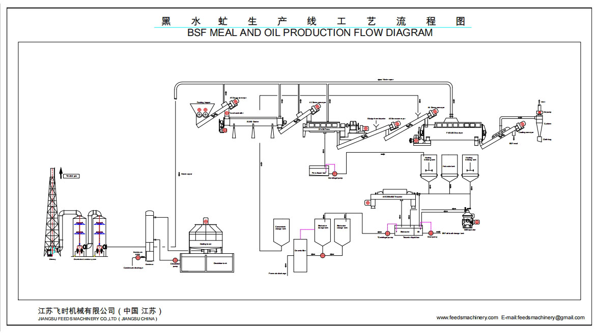 BLACK SOLDIER FLY LARVAE MEAL AND OIL PRODUCTION FLOW DIAGRAM